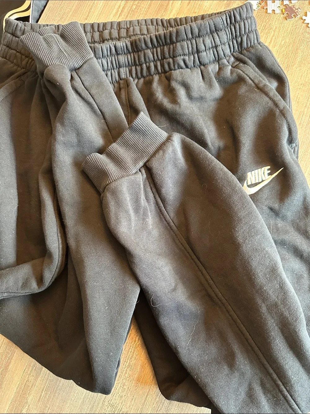 Nike Kids Black Jogger Sweatpants with White Swoosh